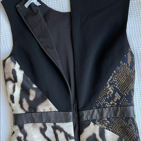 Diane von Furstenberg Nikita Black Combo leather shift dress sz 0 - Picture 5 of 9